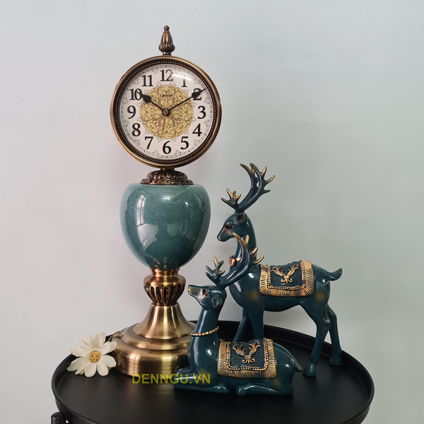 Set trang trí đồng hồ để bàn - đôi hươu xanh SET011